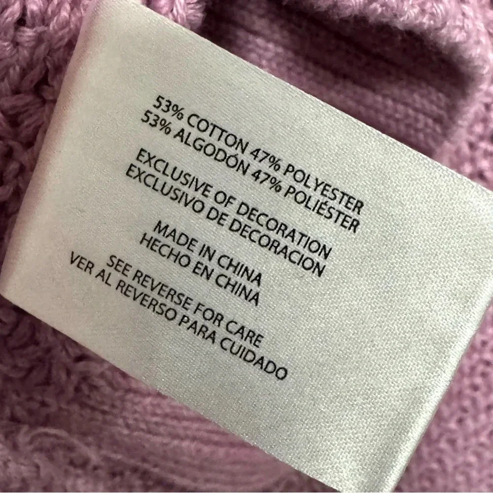 GAP Raglan Sleeve Textured Crewneck Sweater Mauve Lavender Purple Size Medium